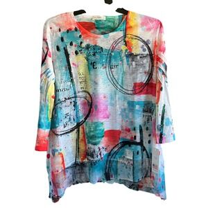 Jess & Jane XL Miami Tunic Top Abstract Art Made in USA Colorful XL‎